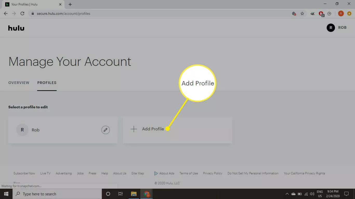 Hulu parental control - Add profile