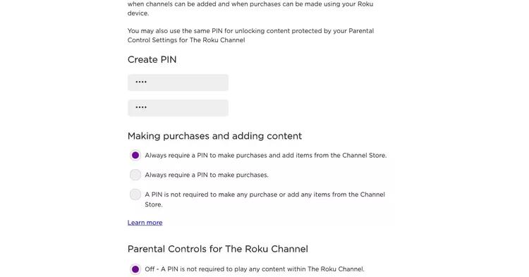 Roku Parental Control: crea pin