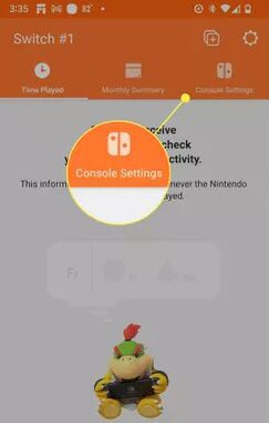 Console Settings in Nintendo Parental App Position