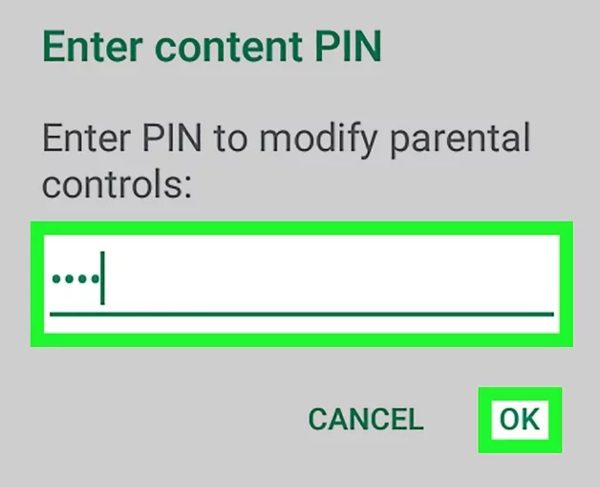 How to turn off Parental Controls - Insert your parental controls PIN