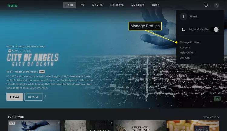 Hulu parental controls - Manage Profiles