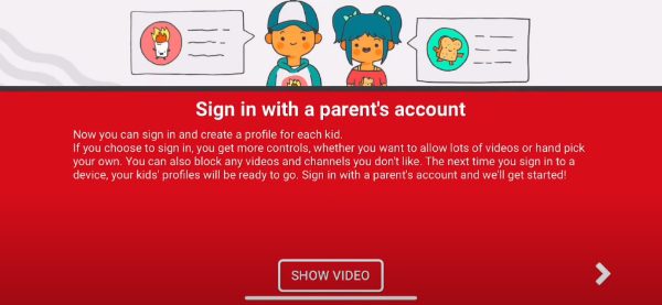 Youtube Parental Control - set up a parental account