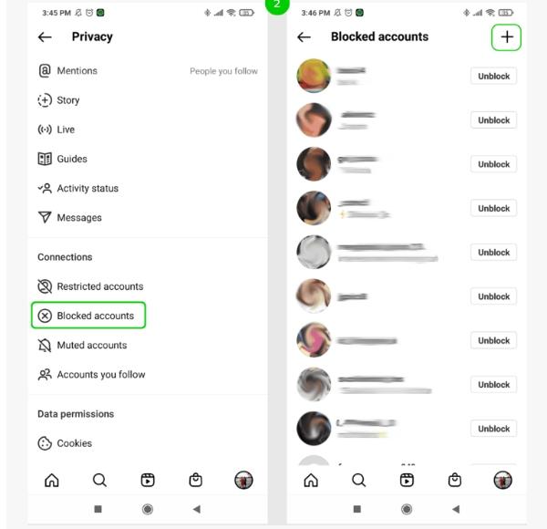 Instagram parental control - Blocked accounts