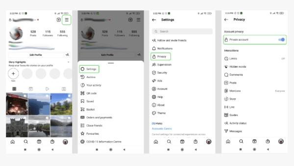 Kontrol orang tua Instagram - Buat akun pribadi