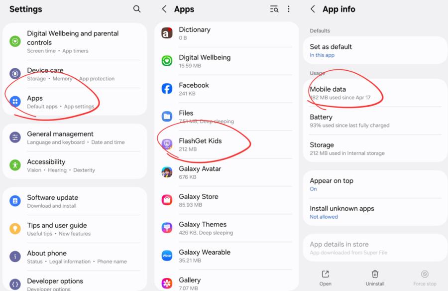 Samsung 14 mobila data