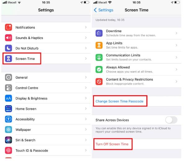 iPhone parental controls - Turn off Screen Time