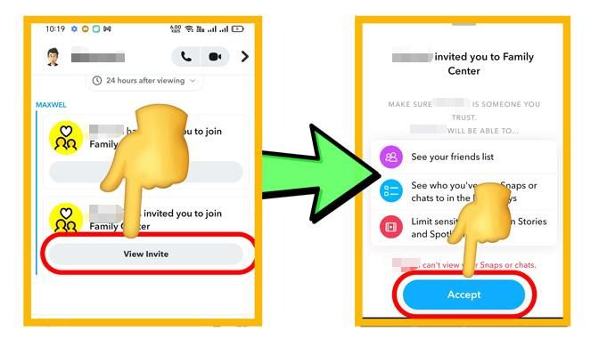 Permitir convite do Family Center no Kids Phone Snapchat