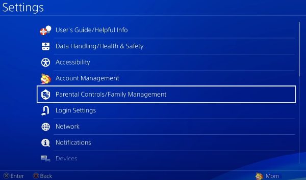 How to limit mature content on the PlayStation 4 using the console?