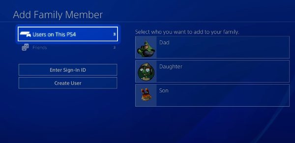 set up your kid's PS4 parental controls account