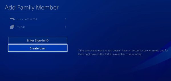 configurar la cuenta de controles parentales de PS4