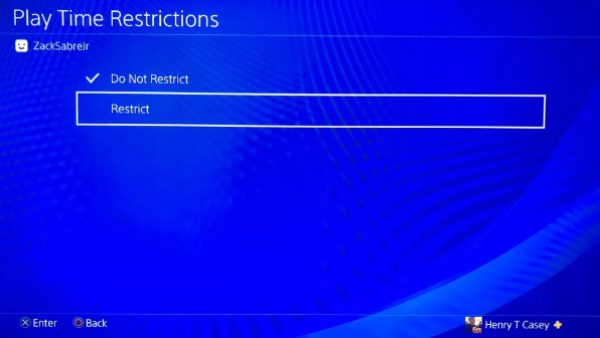 set time limits on the PlayStation 4