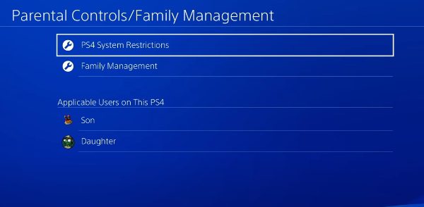 本体を使用してPS4での購入をブロックする