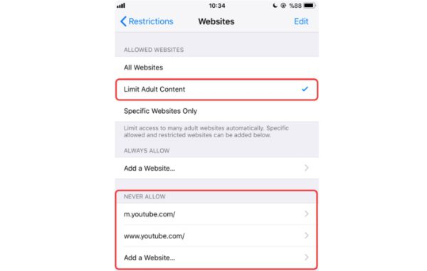 memblokir situs web di Chrome di iPhone