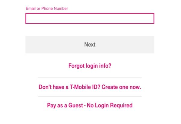 T-Mobile 보호자 통제 - 이메일 또는 전화번호