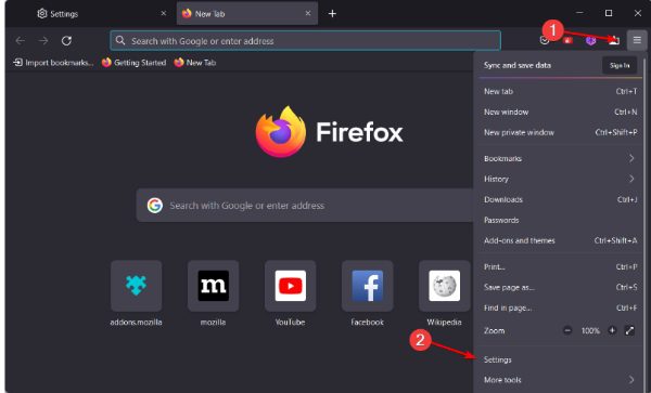 Firefox  Settings