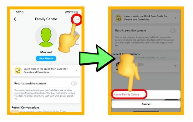 Quittez Family Center ou désactivez le contrôle parental de Snapchat