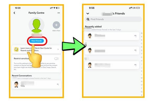 See Your kids Freinds Online via Family Center Snapchat