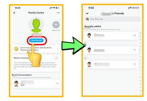 Xem bạn bè Trực Tuyến của con bạn qua Family Center Snapchat