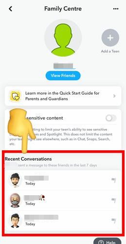 See your kid's last 7 days Chat History Snapchat Family Center