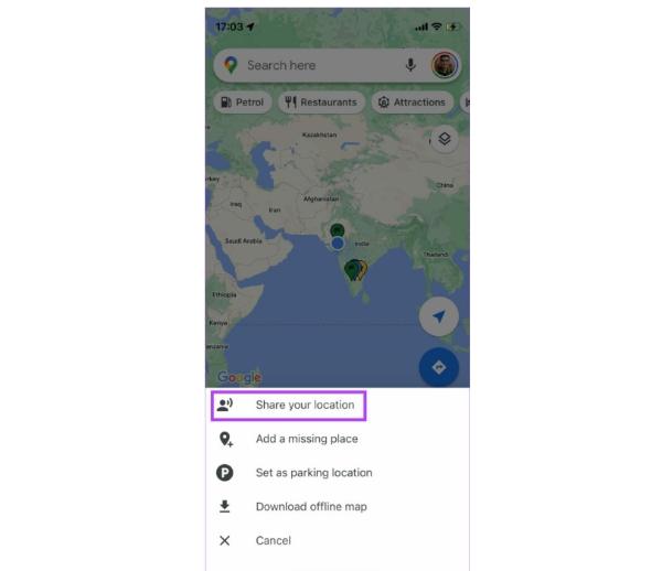 how to share live location - Share location