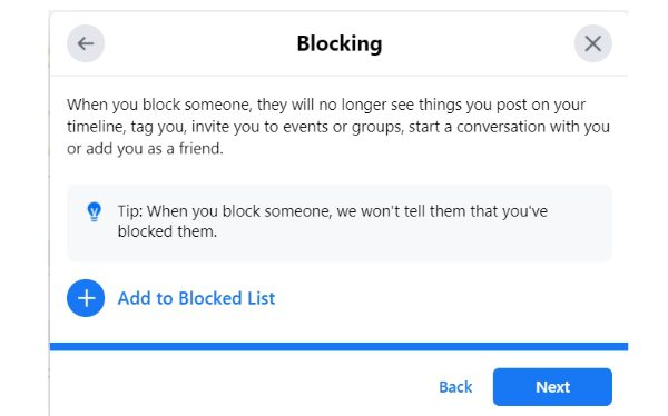facebook parental controls - Block accounts
