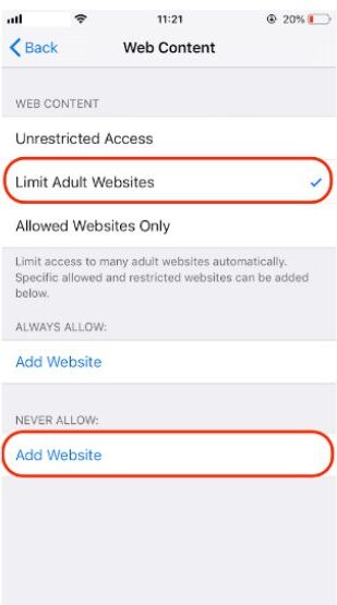 Aggiungi sito web su iPhone