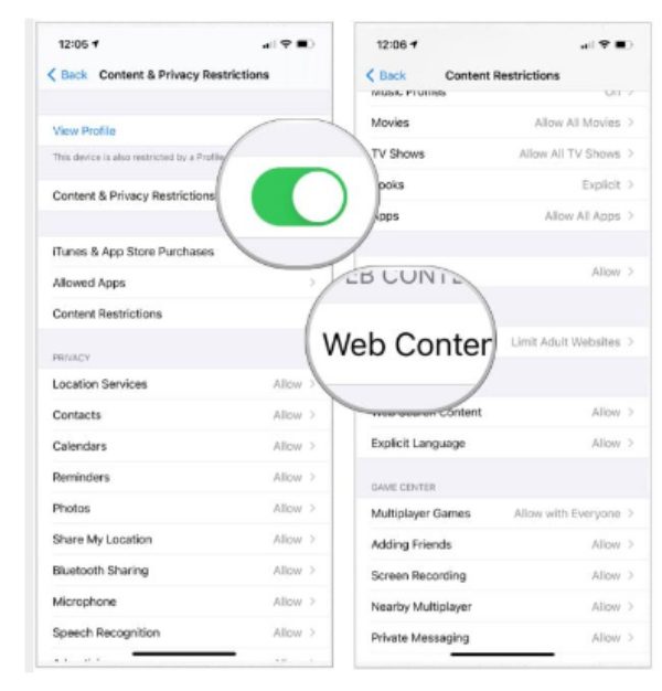 Restricción de contenido en iPhone