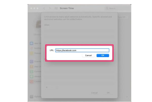 chặn các trang web bằng Screen Time trên máy Mac