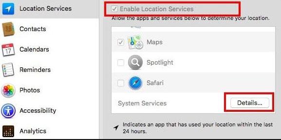 Enable location services