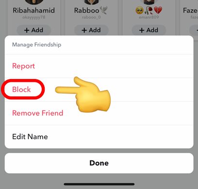 Blokujte přátele na Snapchatu