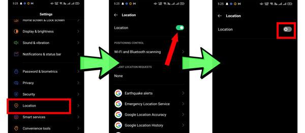 Switch off Location for Android phone