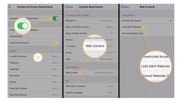 bloquer les sites Web sur l&#39;iPhone de votre enfant