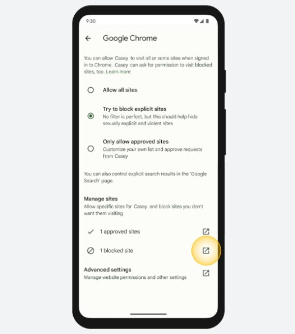 使用 Google Family Link 封鎖網站