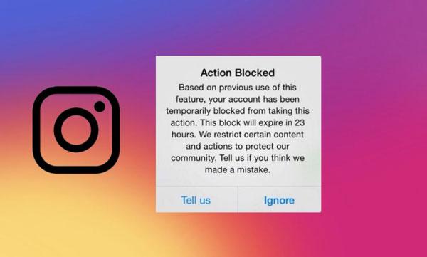 Instagram bloqueia mensagem de erro de atividades da sua conta