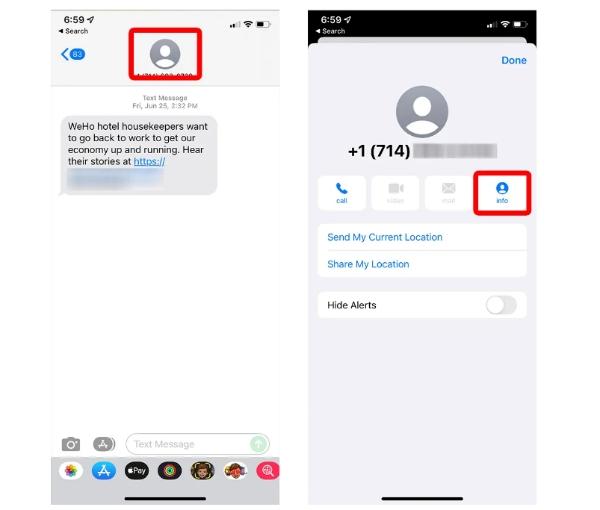 Apri una conversazione via SMS con il numero