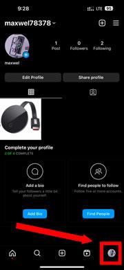 Open your profile on Instagram mobile Blocklist