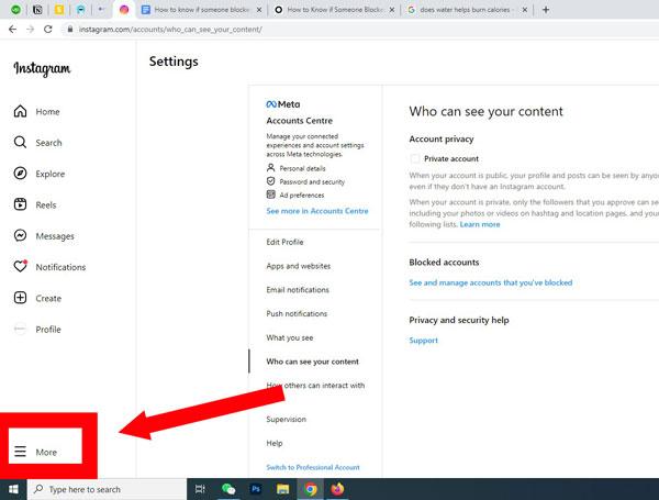 click on More to open Blocked accounts settings