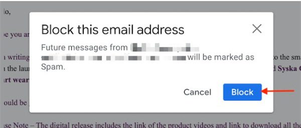 blokkoljon egy e-mail címet