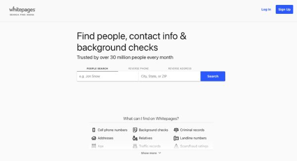 track a phone number by Whitepages Reverse phone lookup