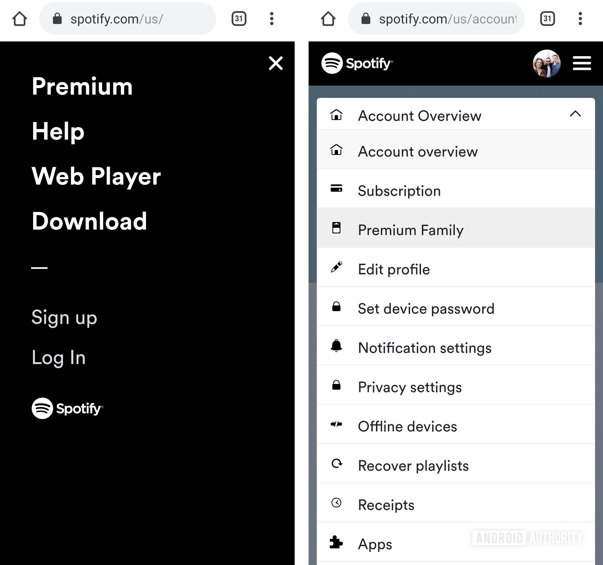 Spotify parental controls - Account Overview