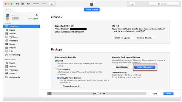 Pulihkan iPhone Anda dari iTunes