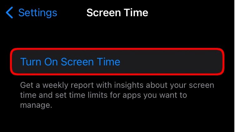 Turn on Screen Time