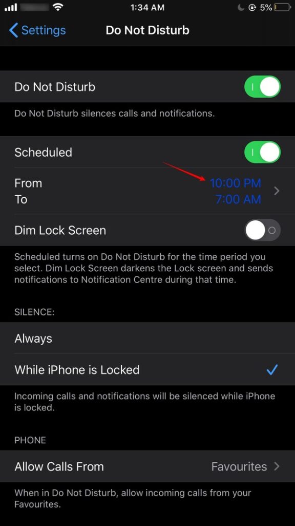Установите режим «Не беспокоить» по расписанию, чтобы остановить вызовы на iPhone