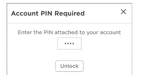 account Pin required