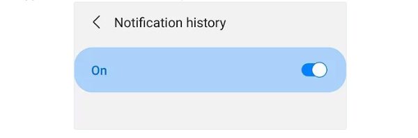 turn on Notification history