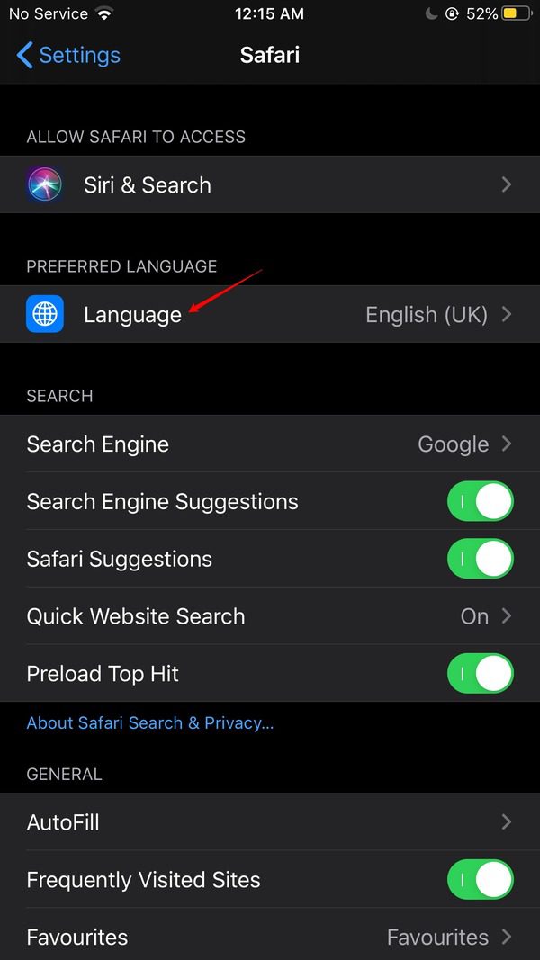 Language option