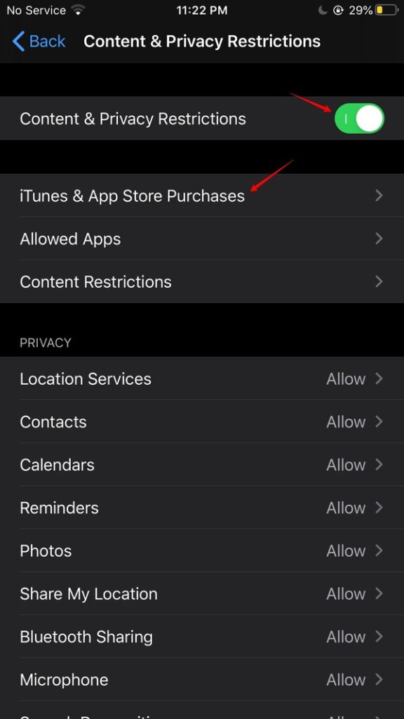 Using the app deletion restrictions