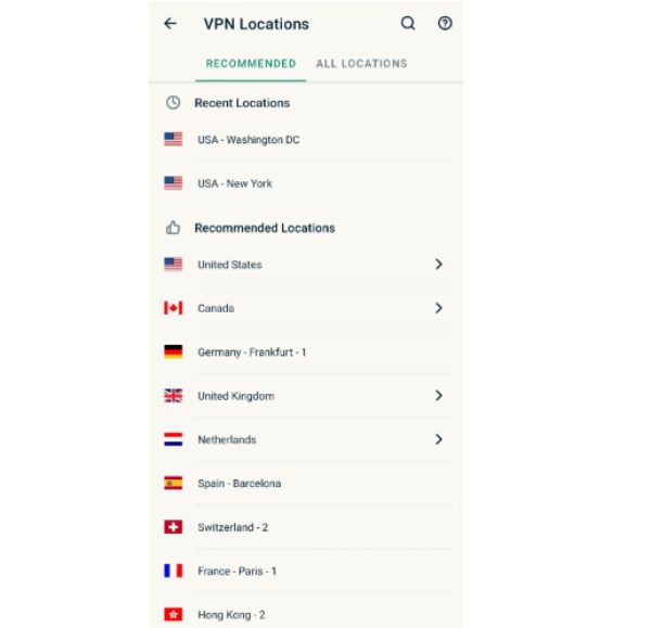 VPN locatoins