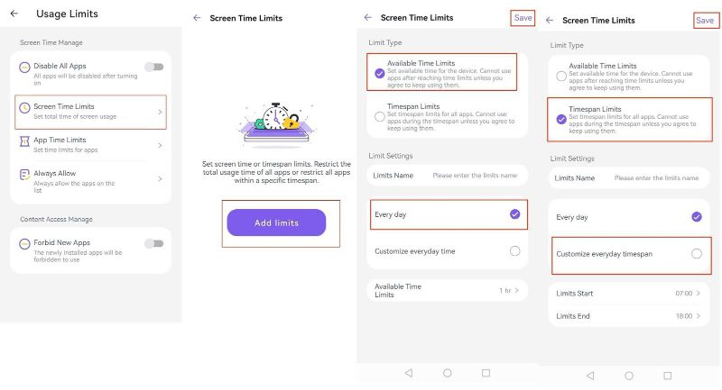 configurar Limites De Tempo De Tela