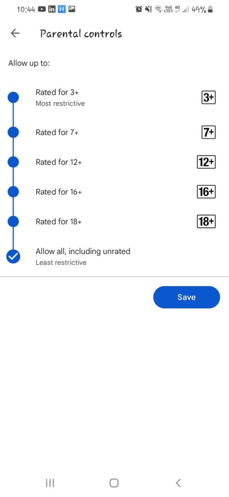 memblokir aplikasi dengan Kontrol Orang Tua